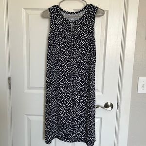 Blue and white sleeveless dress